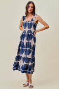 SO ME Abstract Print Midi Dress