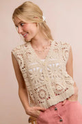 SO ME Summer Crochet Patterned Sleeveless Vest Top