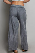 POL Tassel Drawstring Embroidered Wide Leg Woven Pants