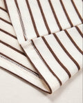 Serena Stripe Ribbed Round Neck Trim Loose Tank Top - Brown