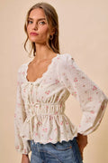 SO ME Floral Lace Trim Blouse