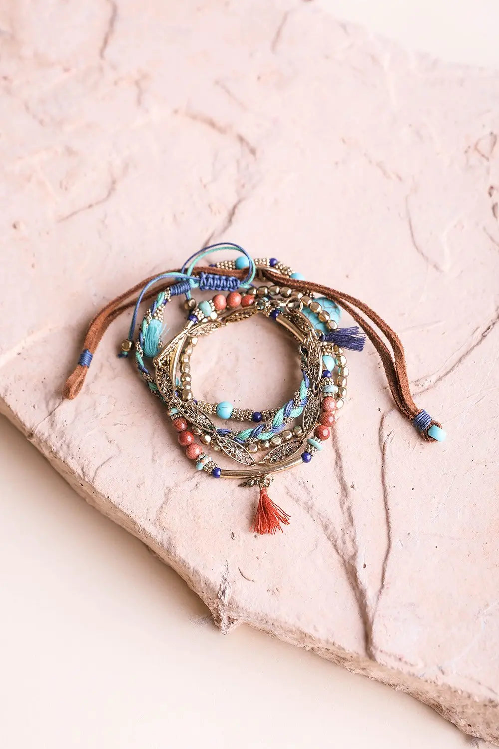 Boho Beaded Suede Wrap Bracelet