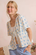 SO ME Shell Print Tie Blouse
