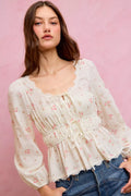 SO ME Floral Lace Trim Blouse