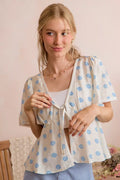 SO ME Shell Print Tie Blouse