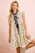 BiBi Floral Dress With Ruffles And Front Tie