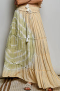 POL Shimmer Tiered Reverse Ruffle Maxi Skirt