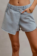 SO ME Washed Denim Wrap Skorts