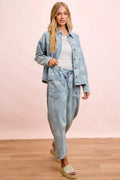 BiBi Printed Washed Denim Jacket
