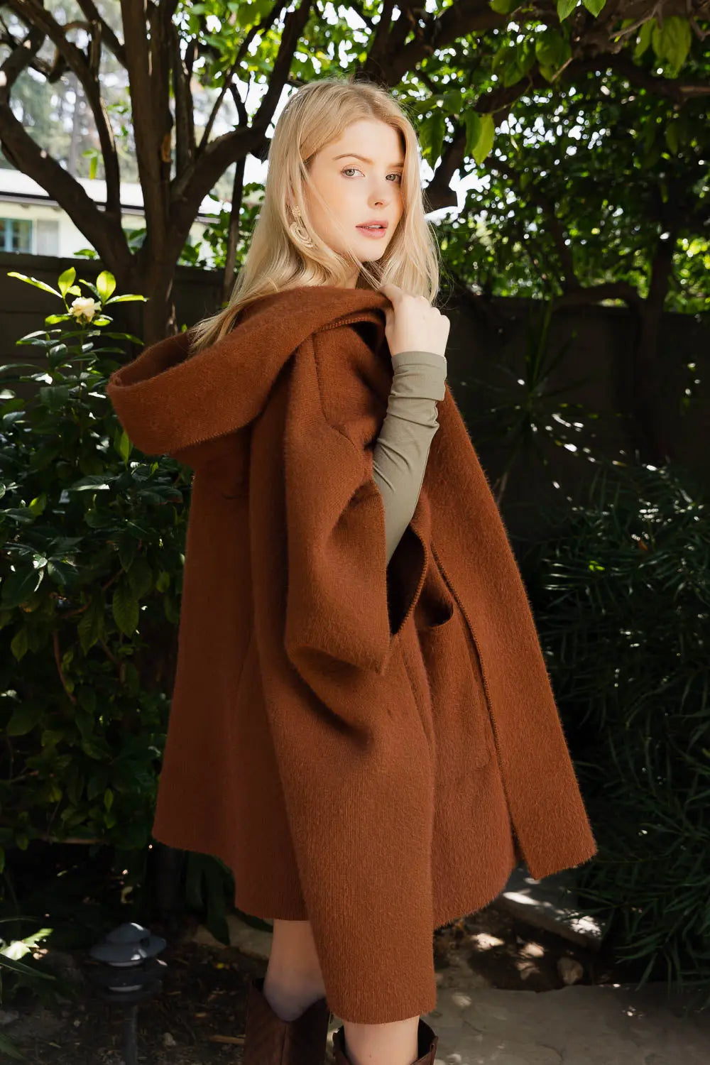 Women's Cozy Hooded Ruana Poncho