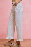 SO ME Ruffled Bottom Mid Rise Jeans