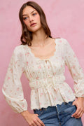 SO ME Floral Lace Trim Blouse
