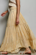POL Shimmer Tiered Reverse Ruffle Maxi Skirt