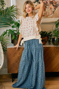 BiBi Flower Printed Ruffle Sleeve Top