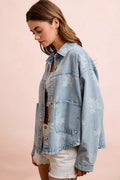 BiBi Printed Washed Denim Jacket