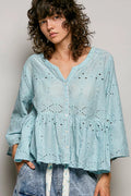 POL Eyelet Embroidery Cotton Shirt