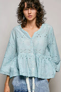 POL Eyelet Embroidery Cotton Shirt