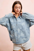 BiBi Printed Washed Denim Jacket