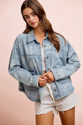 BiBi Printed Washed Denim Jacket