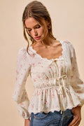 SO ME Floral Lace Trim Blouse