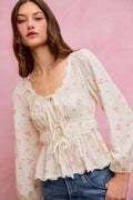 SO ME Floral Lace Trim Blouse