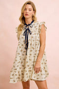BiBi Floral Dress With Ruffles And Front Tie
