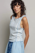 POL Seam detail Floral Ribbed Tank