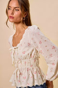 SO ME Floral Lace Trim Blouse
