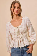 SO ME Floral Lace Trim Blouse