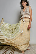 POL Shimmer Tiered Reverse Ruffle Maxi Skirt