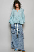 POL Eyelet Embroidery Cotton Shirt