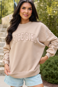Spice Girl Gingham Taupe Graphic Mock Neck Sweatshirt