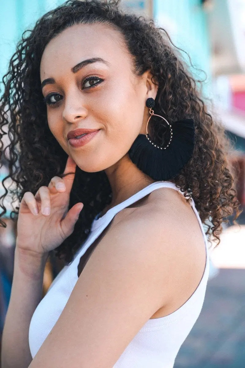 Boho Fan Tassel Statement Earrings