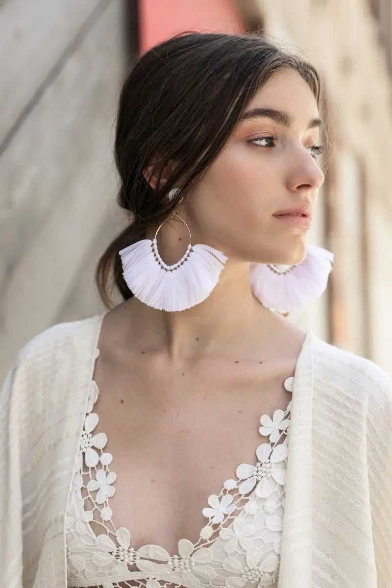 Boho Fan Tassel Statement Earrings