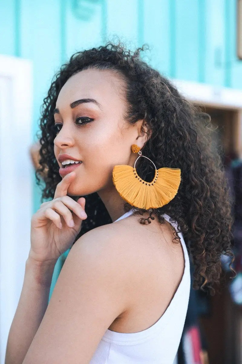 Boho Fan Tassel Statement Earrings