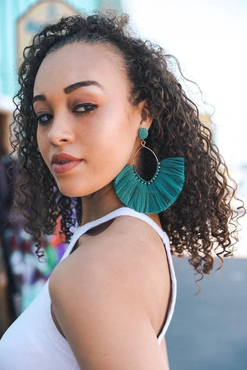 Boho Fan Tassel Statement Earrings