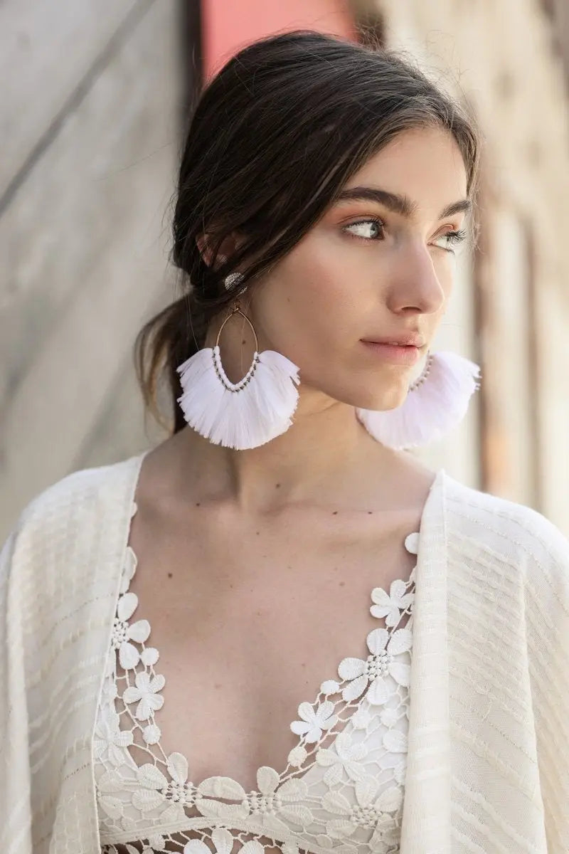 Boho Fan Tassel Statement Earrings