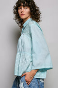 POL Tonal Dot Weave Textured Button Front Shirt