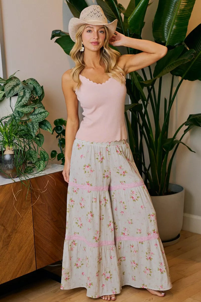 BiBi Rose Printed Gauze Maxi Pants
