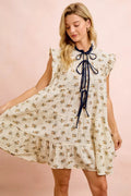BiBi Floral Dress With Ruffles And Front Tie