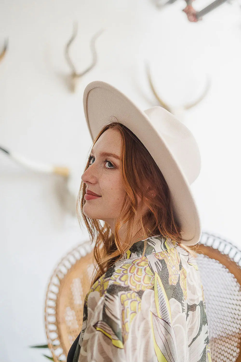 Women's Boho Flat Brim Buckle Hat