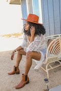 Women's Boho Flat Brim Buckle Hat
