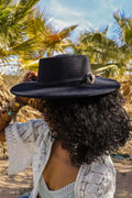 Women's Wide Brim Bolero Hat with Gold Buckle