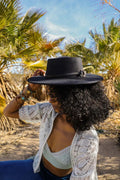 Women's Wide Brim Bolero Hat with Gold Buckle