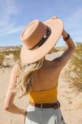 Women's Wide Brim Bolero Hat with Gold Buckle