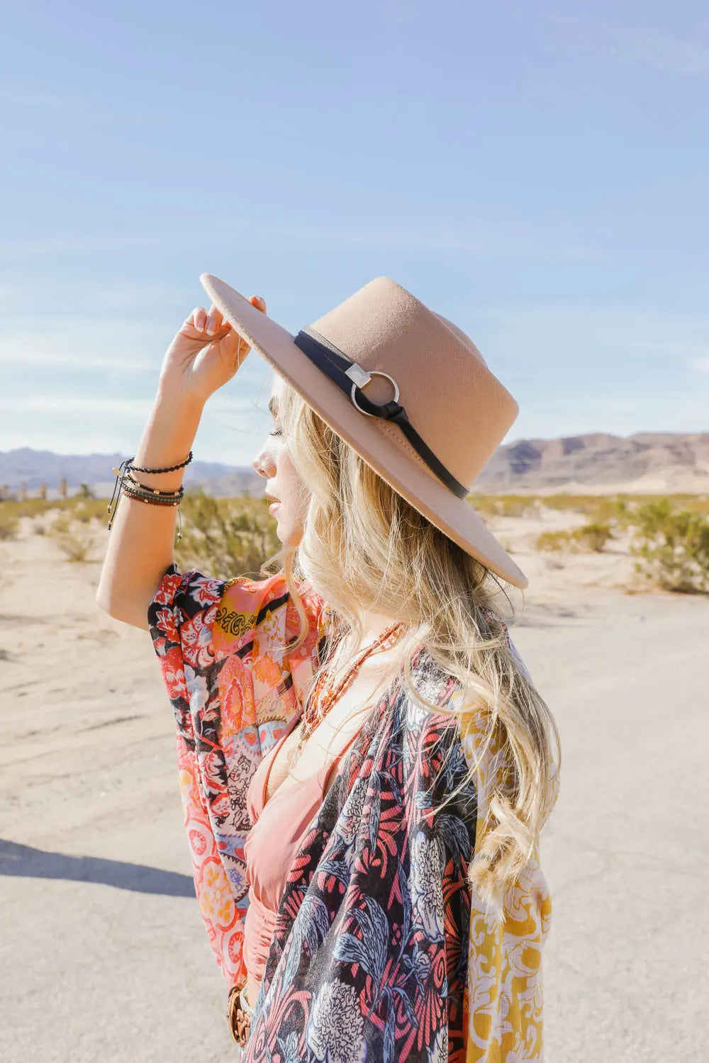 Women's Wide Brim Bolero Hat with Gold Buckle