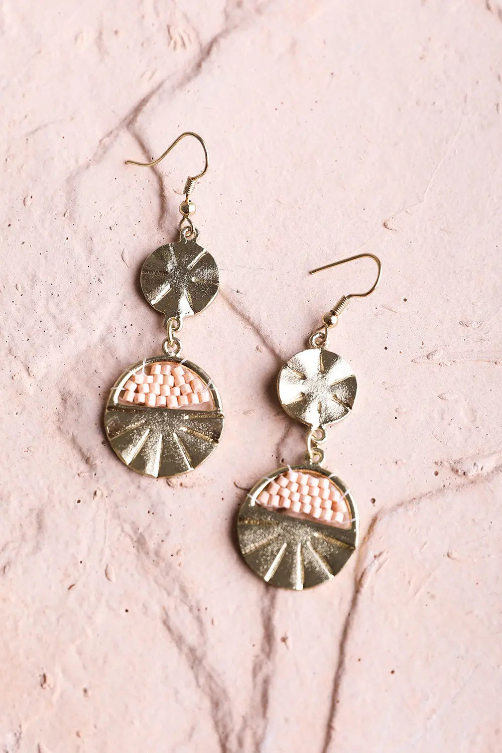 Gold Sunburst Dangle Earrings