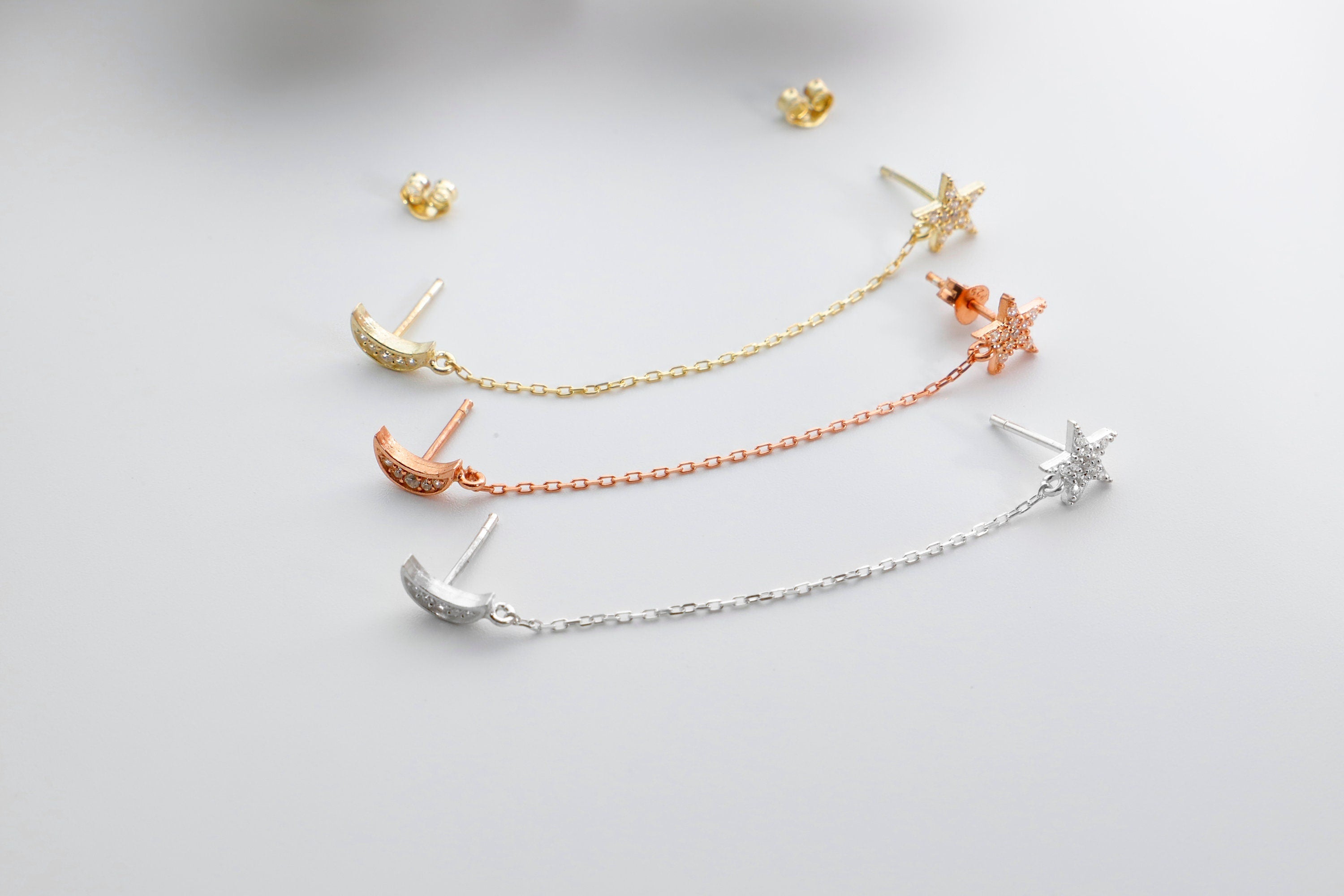 Celeste Pavé Moon & Star Studs