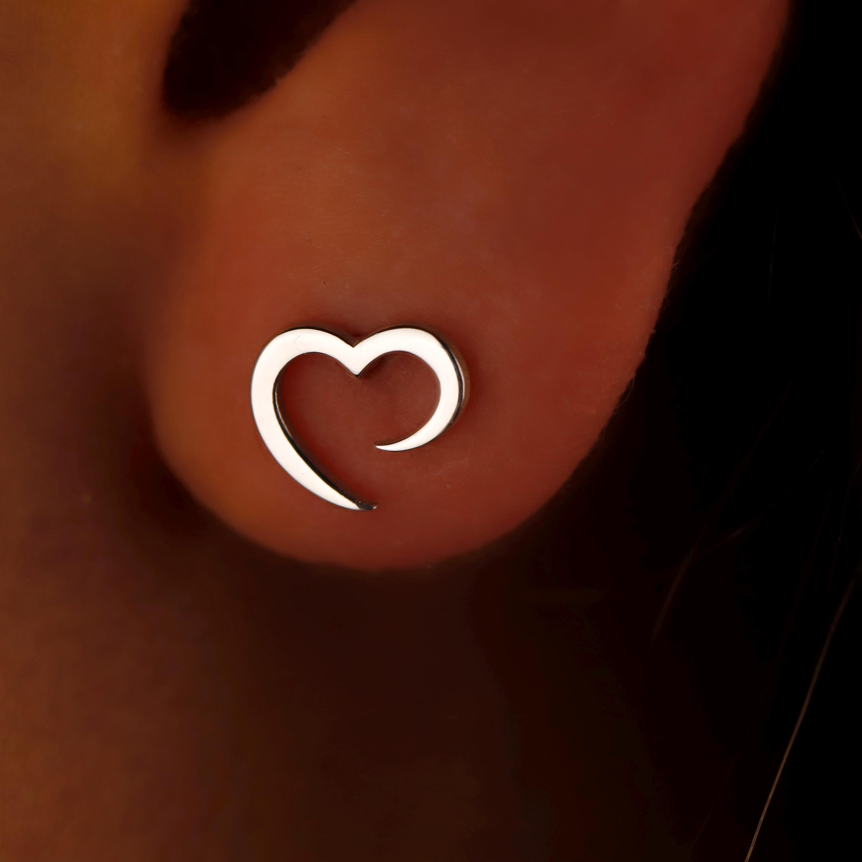 Seraphina Minimalist Heart Studs