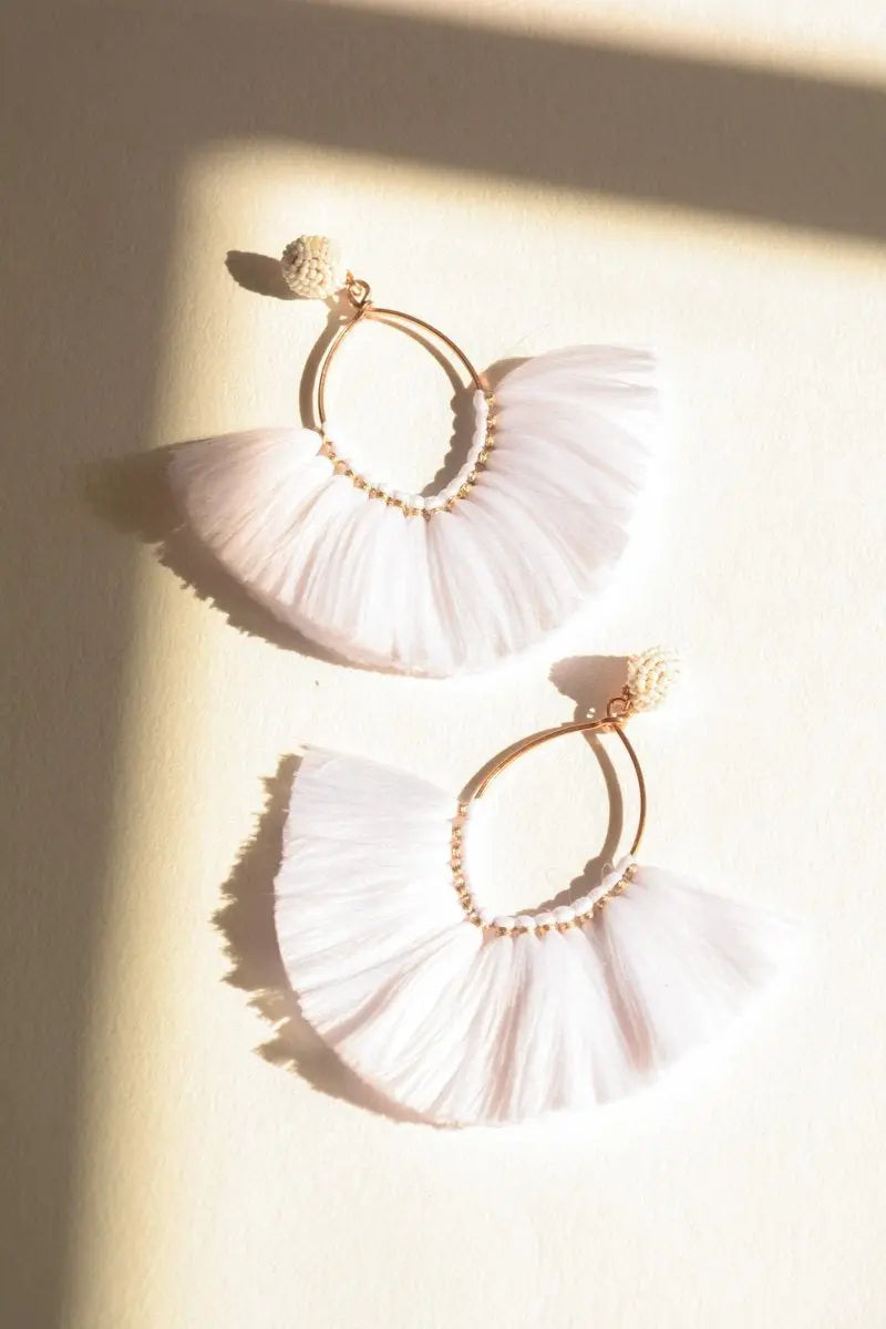 Boho Fan Tassel Hoop Earrings